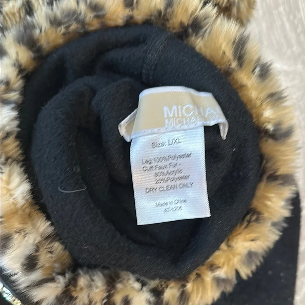 MICHAEL Michael Kors Black and Brown Leopard Trim Boot Socks